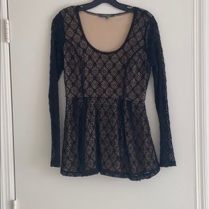 Peplum sheer lace top